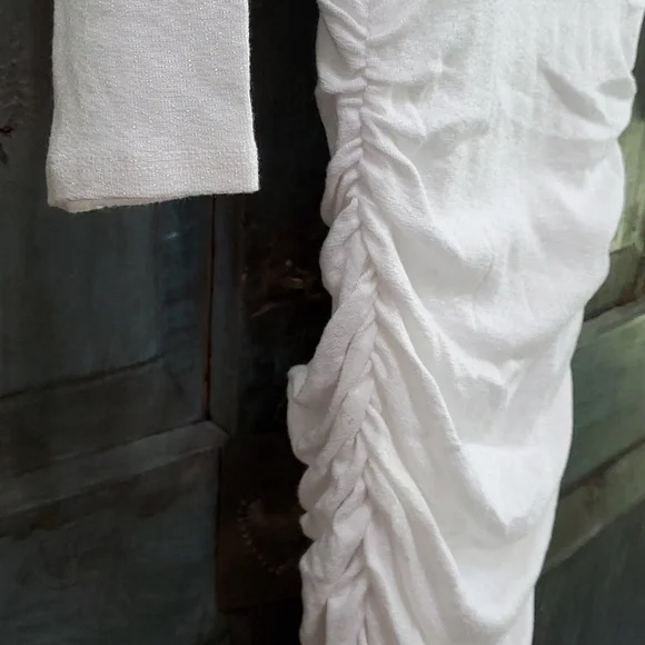 Michael Stars Ruched Bodycon Midi Dress in White, Size Small, NWOT - Picture 7 of 9